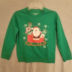 Green Santa Sweatshirt, Age 10-12, NEW no Tag